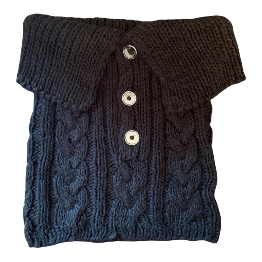MICHAEL KORS CABLE KNIT SWEATER SCARF WRAP BLACK WOMENS GIRLS TEEN DESIGNER